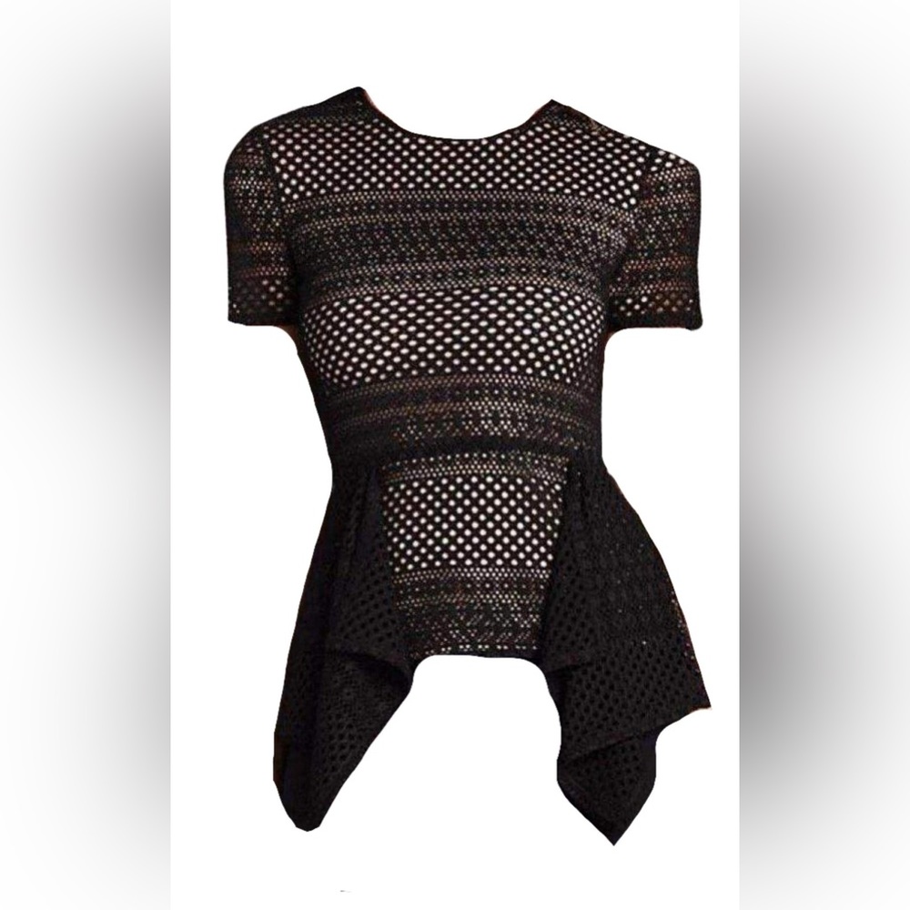 🌟 BCBGMAXAZRIA Vicktoria Mixed-Knit Peplum Top - Size M - Used